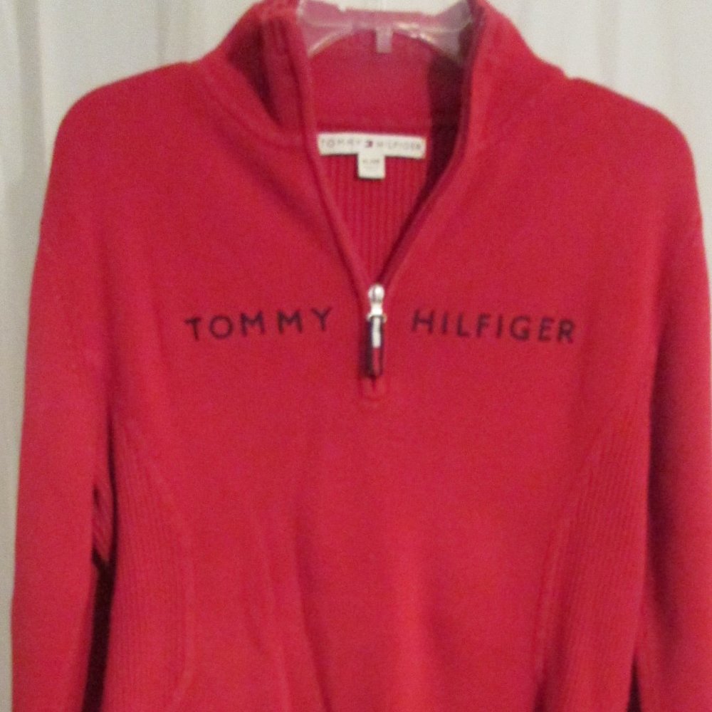 TOMMY HILFIGER XL MEN'S QUARTER ZIP UP SWEATER